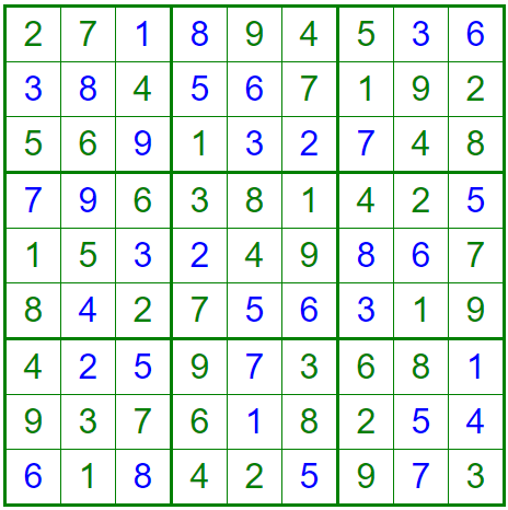 Solution sudoku facile
